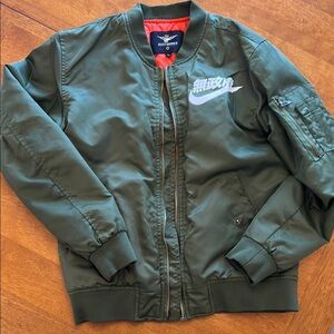 Nike Green and Orange Varsity Bomber Jacket